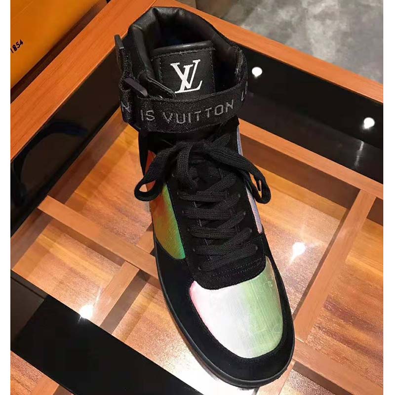 Louis Vuitton LV Men Rivoli Sneaker Boot Shoes in Suede Calf Leather-Black