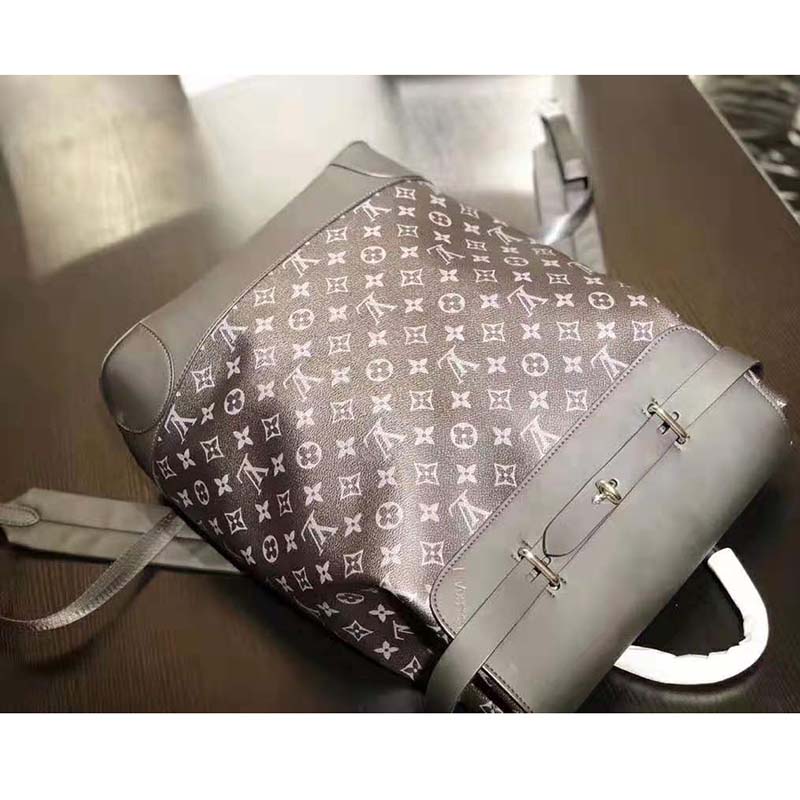 Louis Vuitton LV Men Steamer Backpack in Monogram Eclipse Canvas-Grey