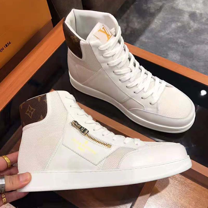 Louis Vuitton LV Unisex Rivoli Sneaker Boot Shoes-White