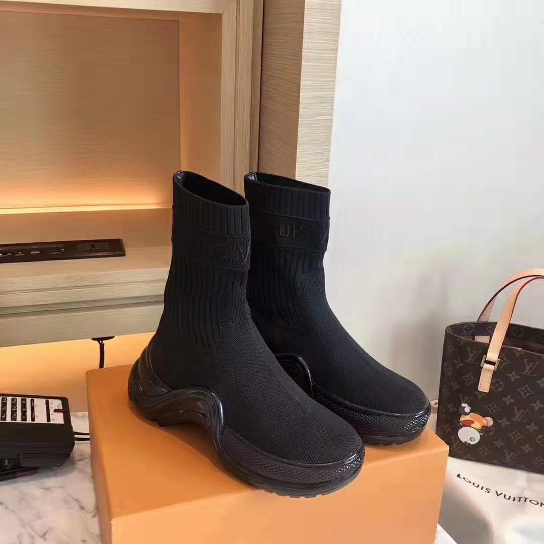 Louis Vuitton LV Women LV Archlight Sneaker Boot in Black Stretch Textile