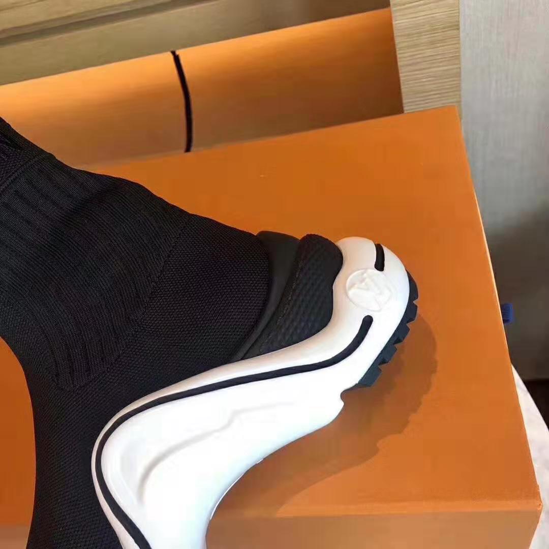Louis Vuitton LV Women LV Archlight Sneaker Boot in Black and Blue Stretch Textile