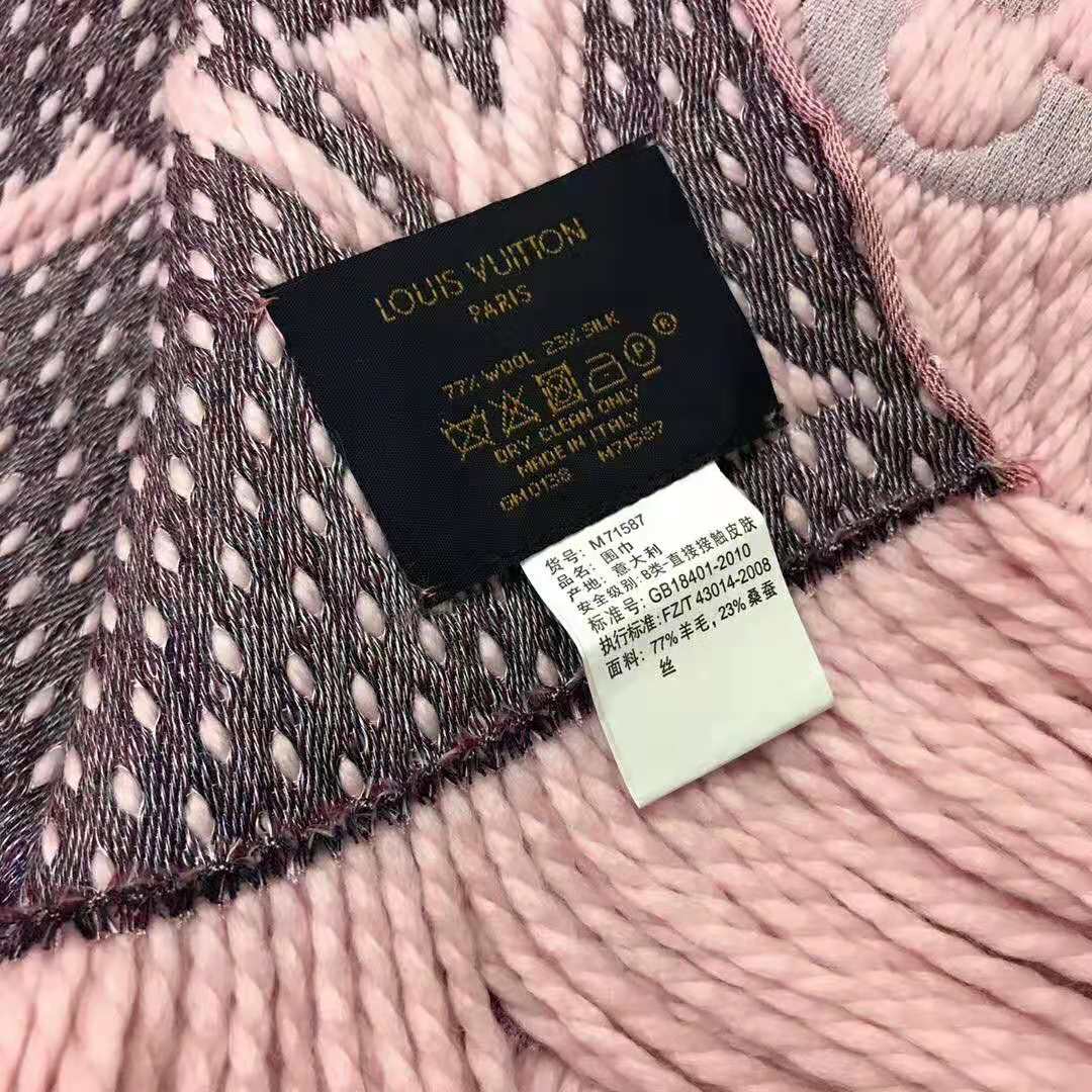 Louis Vuitton LV Women Logomania A La Folie Scarf with Silk Wool-Pink