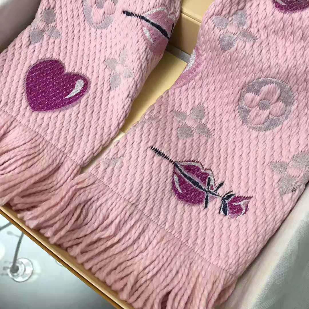 Louis Vuitton LV Women Logomania A La Folie Scarf with Silk Wool-Pink