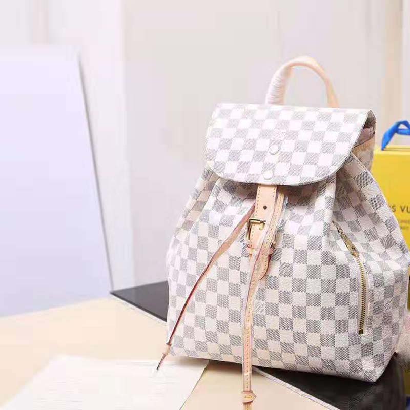 Louis Vuitton LV Women Sperone Backpack in Damier Azur Canvas-Grey