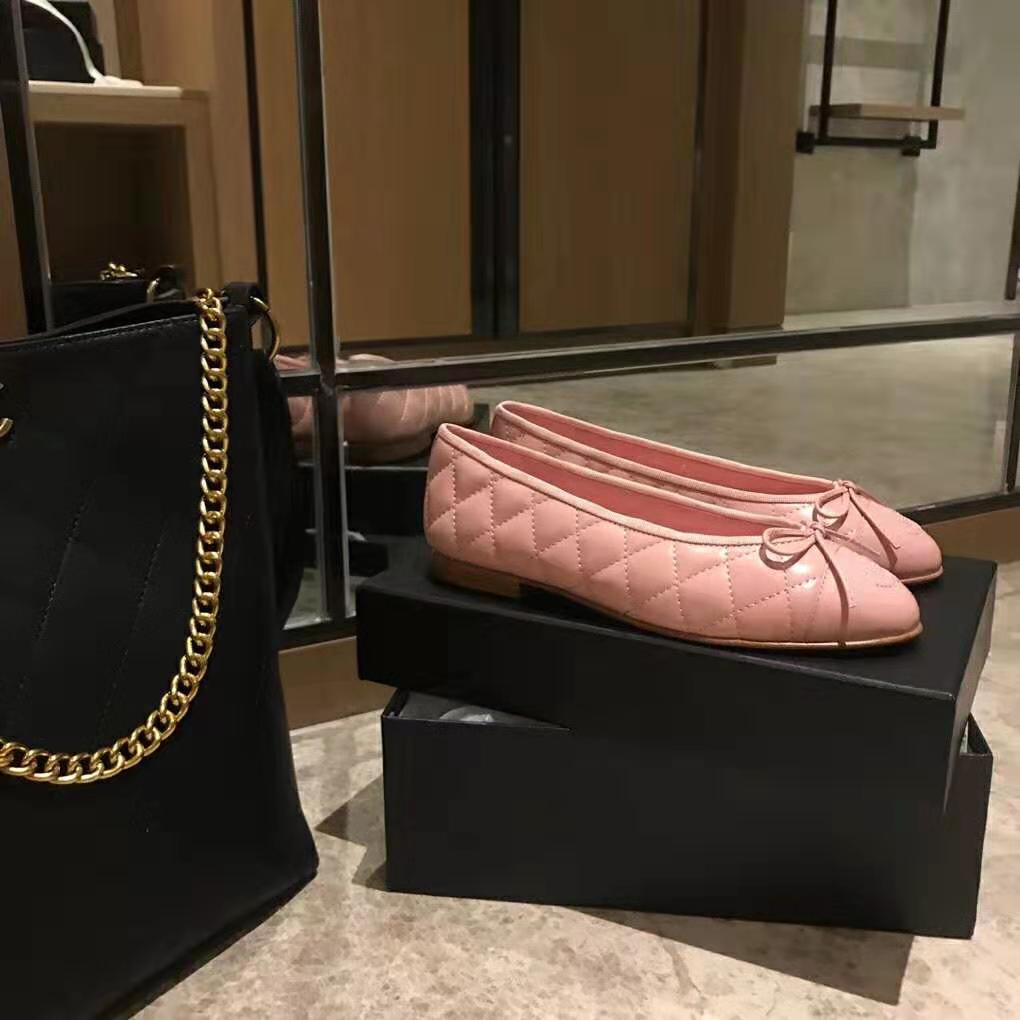 Chanel Women Ballerinas in Aged Calfskin Leather-Pink