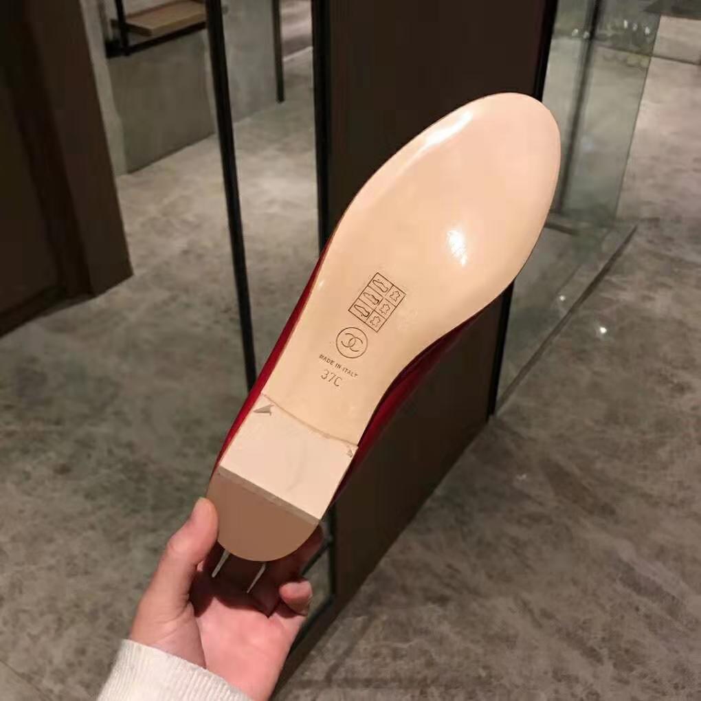 Chanel Women Ballerinas in Patent Calfskin Leather-Red