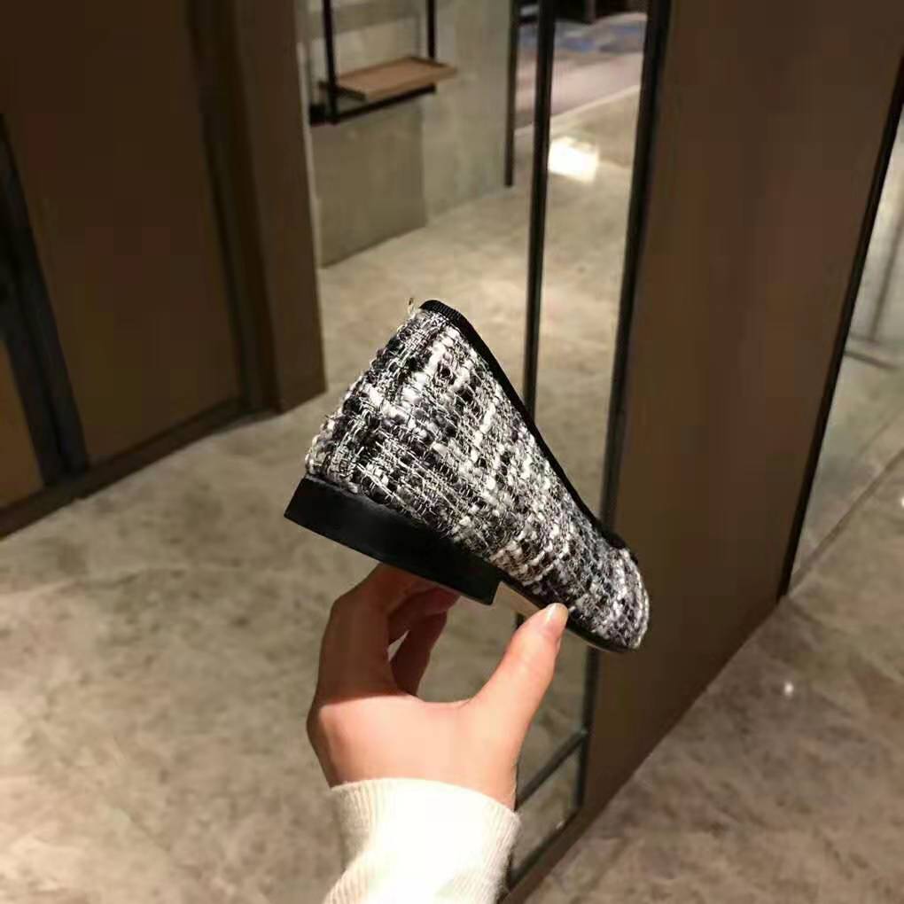 Chanel Women Ballerinas in Tweed Fabrics-Black