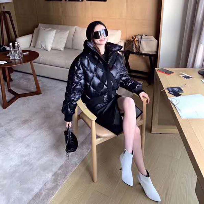Chanel Women Coated Canvas Blouson Down Coat Jacket-Black