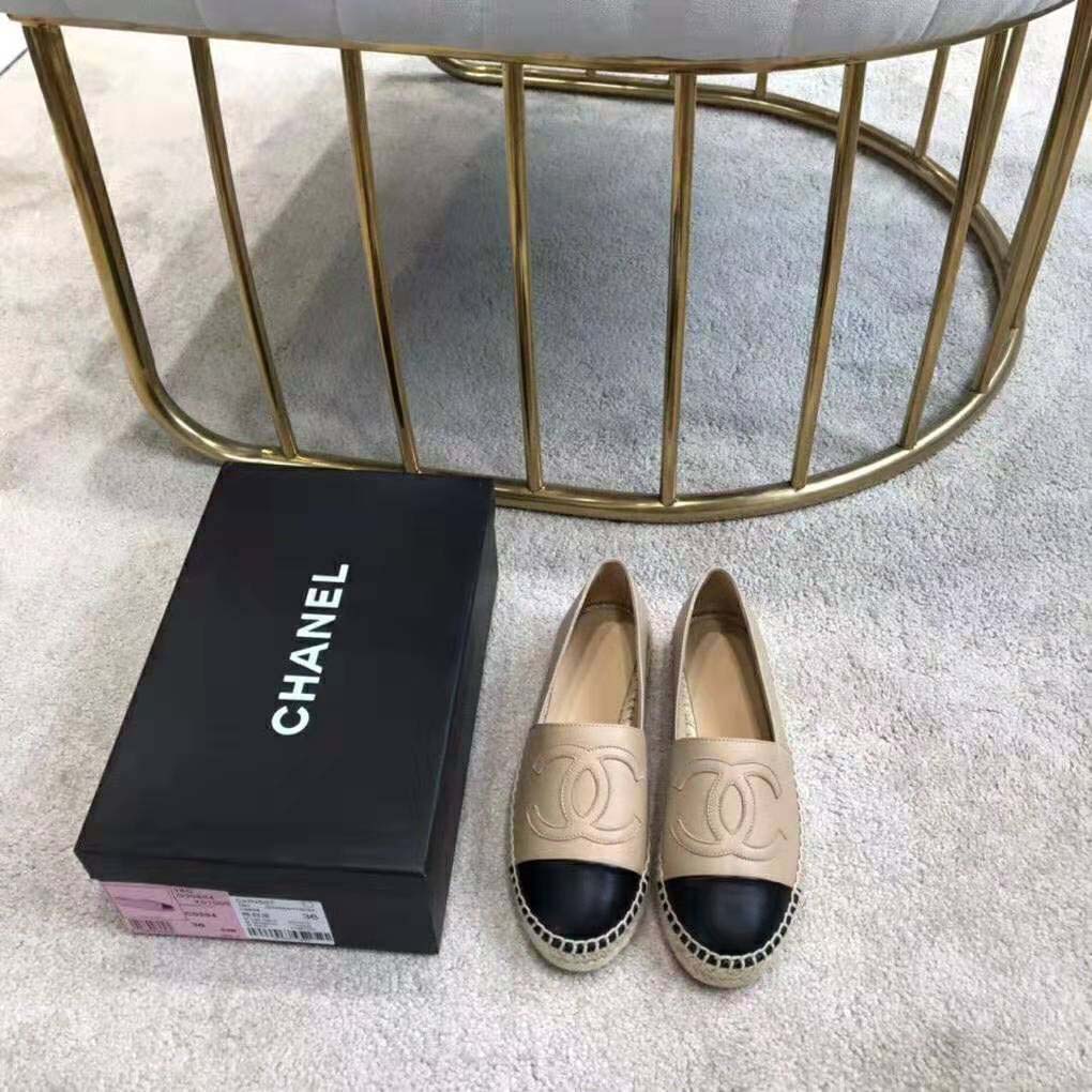 Chanel Women Espadrilles in Lambskin Leather-Beige