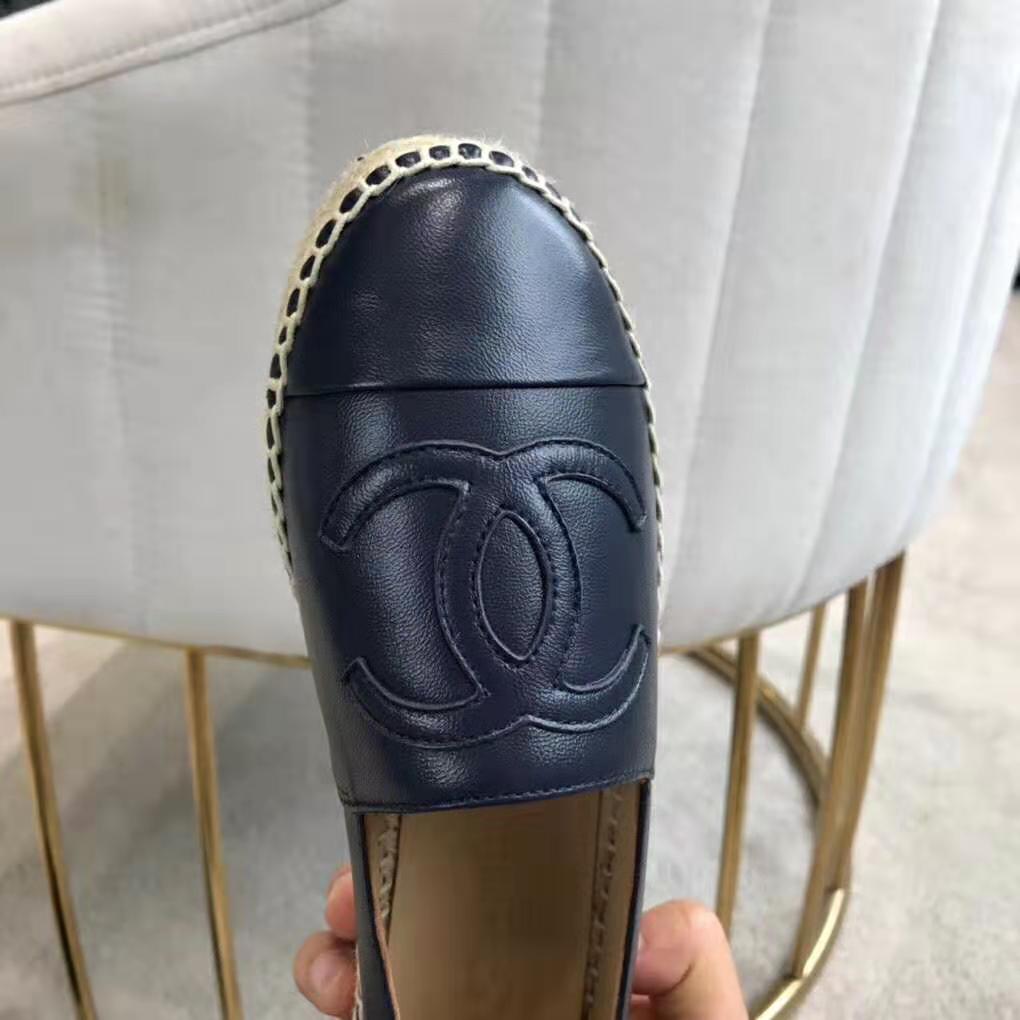Chanel Women Espadrilles in Lambskin Leather-Black