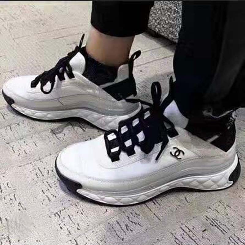 Chanel Women Sneakers in Velvet Calfskin & Mixed Fibers 1 cm Heel-Beige