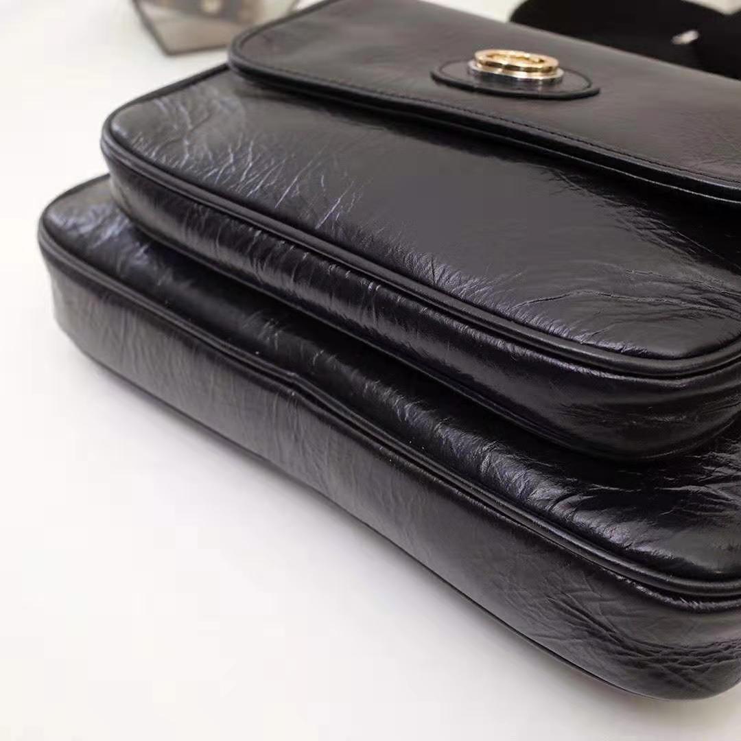 G*u*i gg men leather belt bag in black soft leather