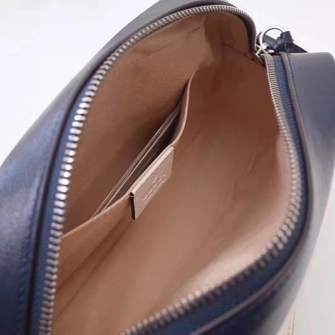 G*u*i gg women gg marmont matelassé shoulder bag in blue diagonal matelassé leather