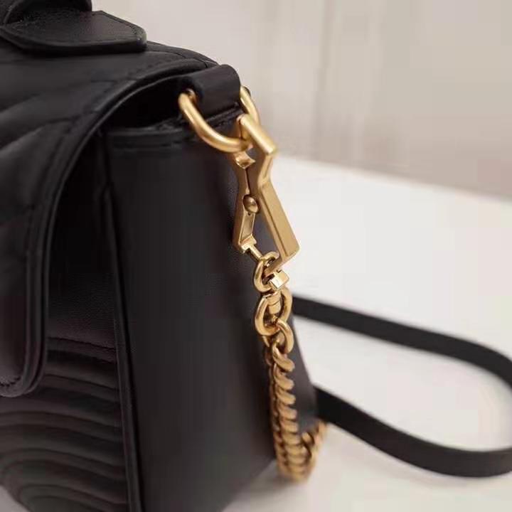 G*u*i gg women gg marmont small top handle bag in black matelassé chevron leather