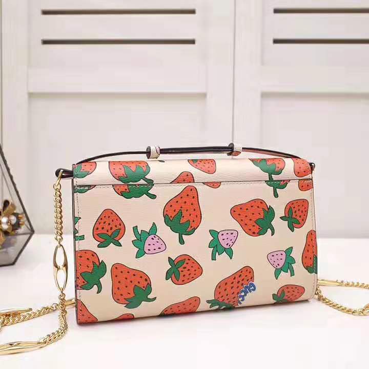 G*u*i gg women G*u*i zumi strawberry print mini bag in G*u*i strawberry print ivory leather