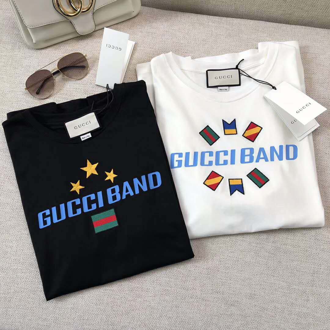 G*u*i men G*u*i band oversize print t-shirt in white cotton jersey