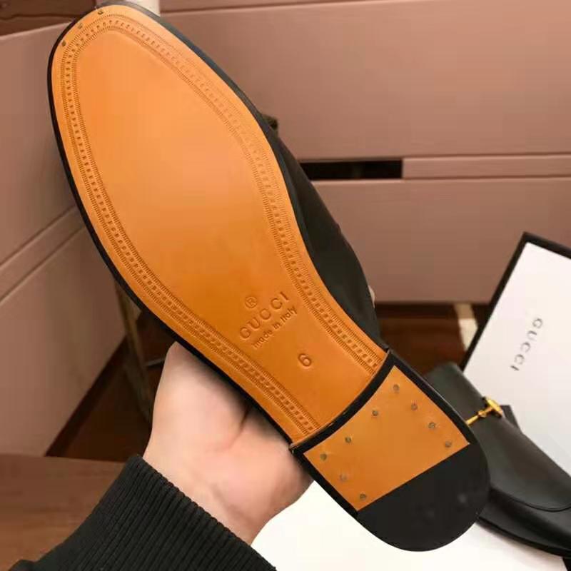 G*u*i men leather horsebit slipper 1.3 cm heel-black