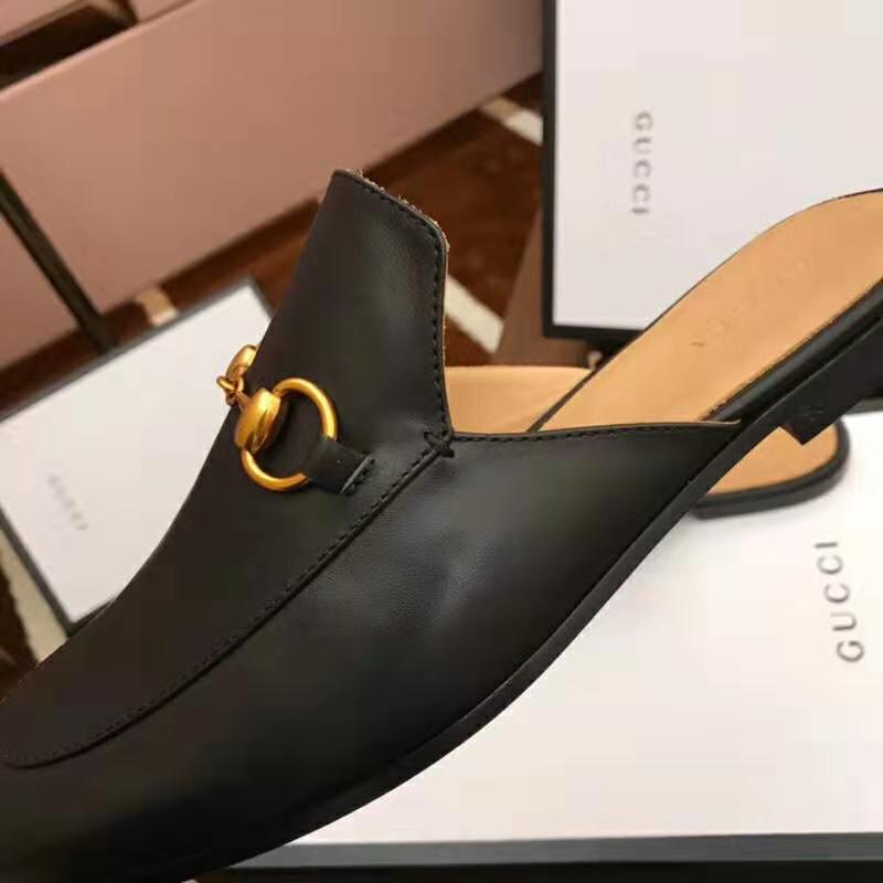 G*u*i men leather horsebit slipper 1.3 cm heel-black