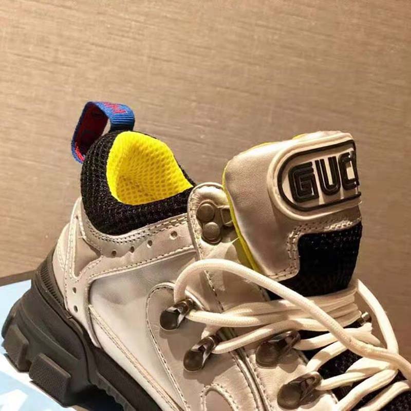 G*u*i unisex flashtrek sneaker with crystals in silver metallic leather 5.6 cm heel