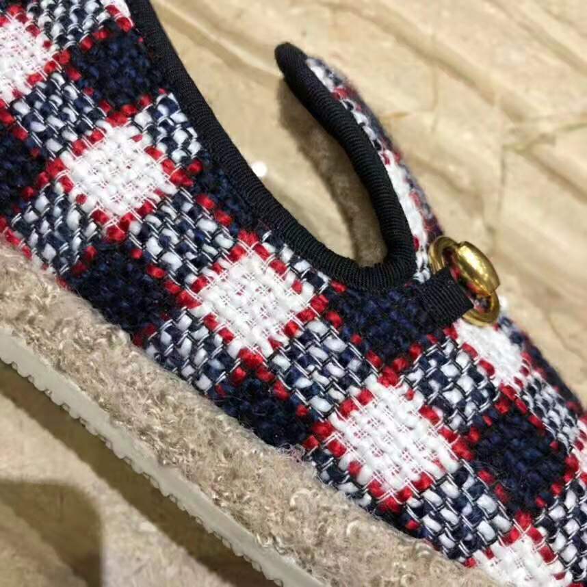 G*u*i unisex gg check tweed loafer in blue white and red check tweed