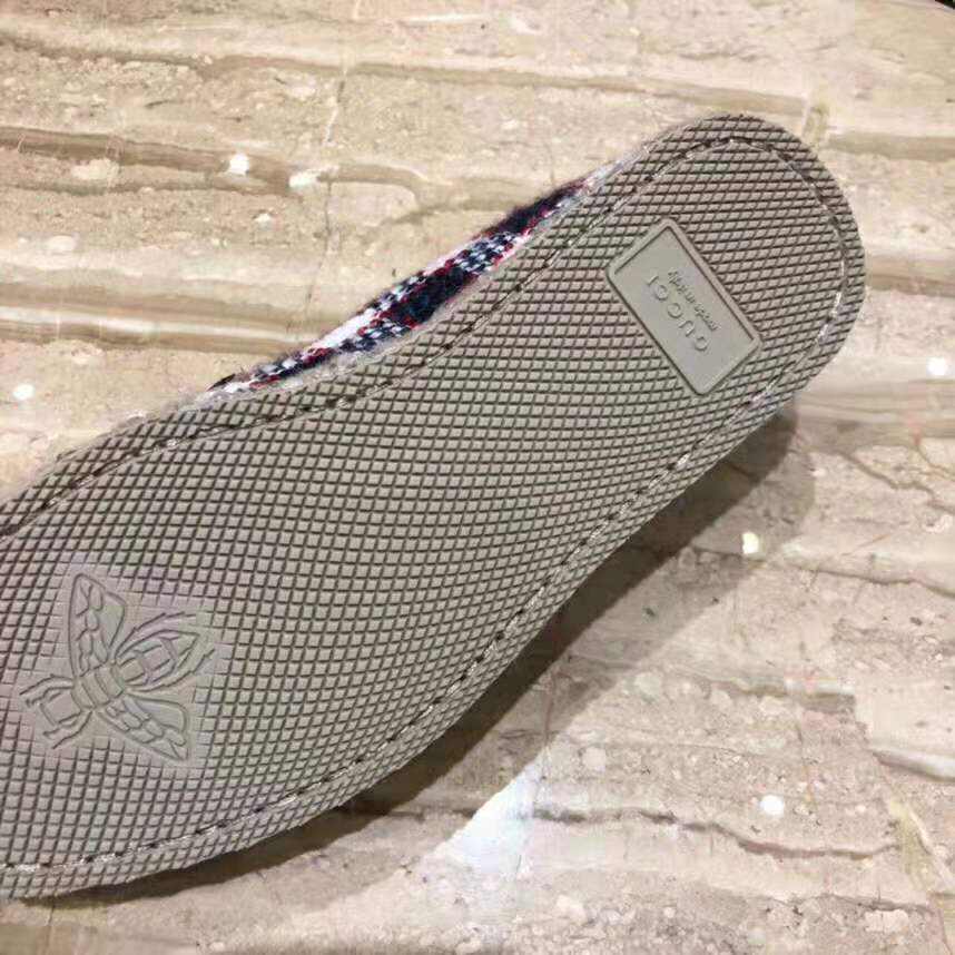 G*u*i unisex gg check tweed loafer in blue white and red check tweed