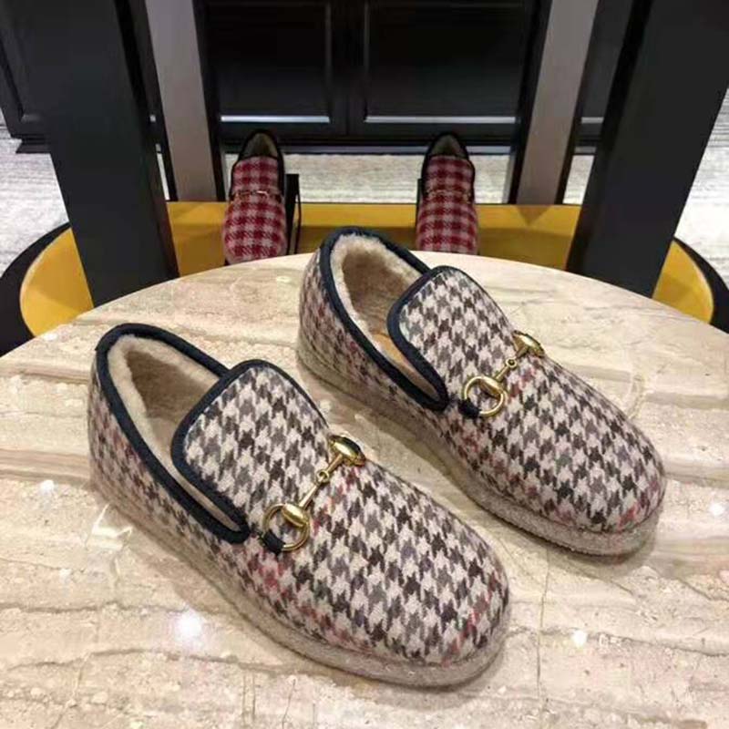 G*u*i unisex gg check wool loafer in brown check wool