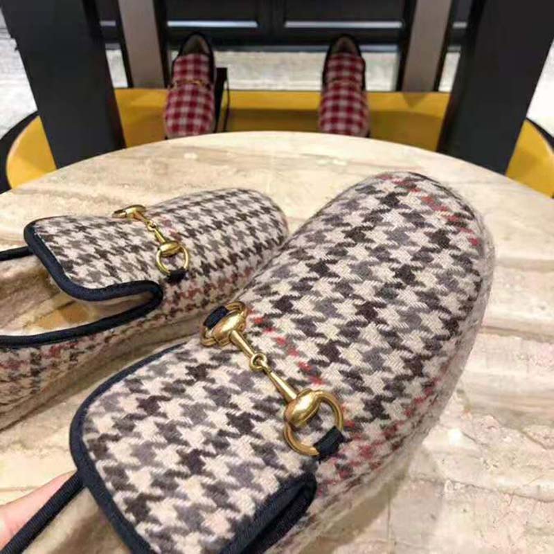 G*u*i unisex gg check wool loafer in brown check wool