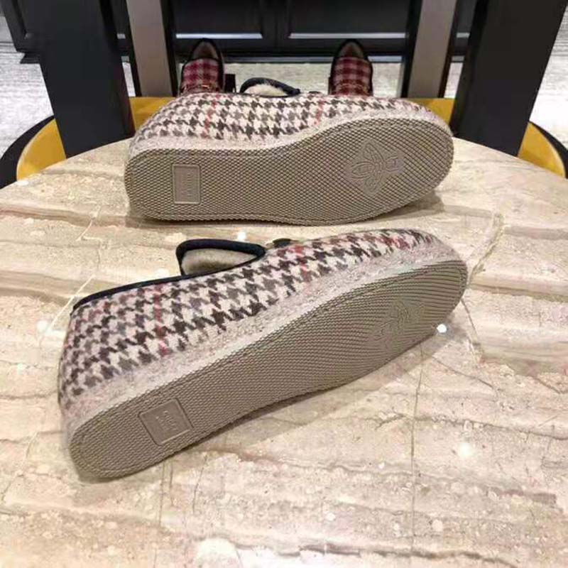 G*u*i unisex gg check wool loafer in brown check wool