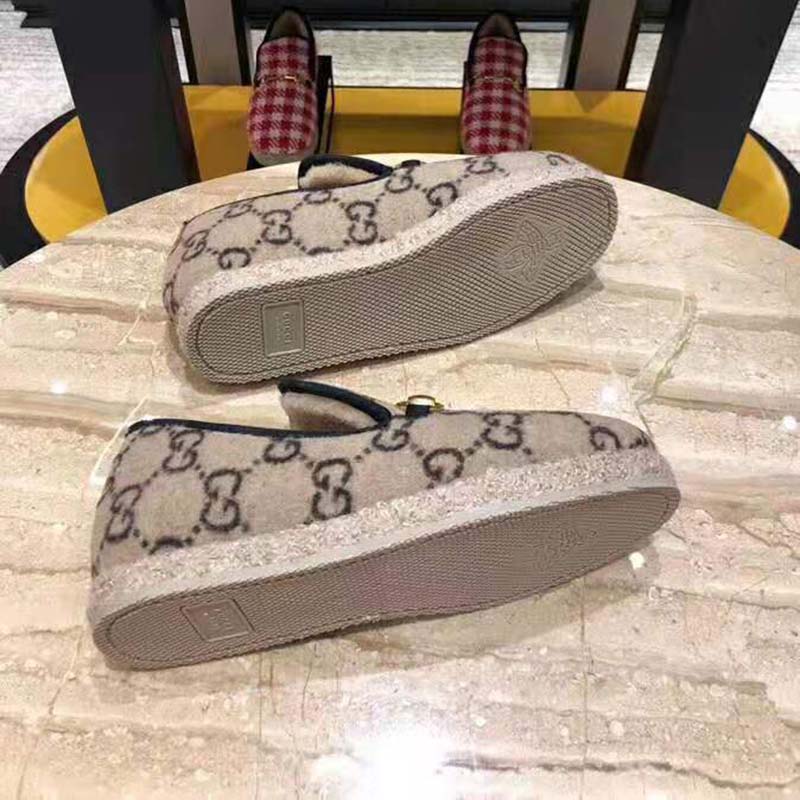 G*u*i unisex gg wool loafer in beige and ebony gg wool