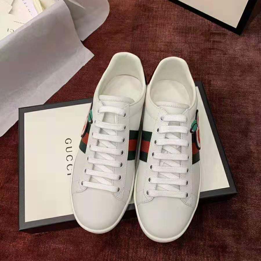 G*u*i unisex ace sneaker with gg apple in white leather 2 cm heel