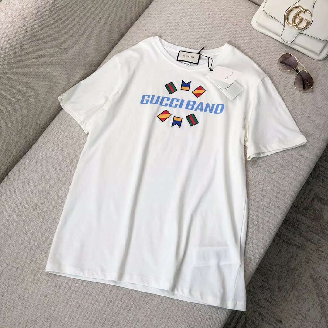 G*u*i women G*u*i band oversize print t-shirt in white cotton jersey