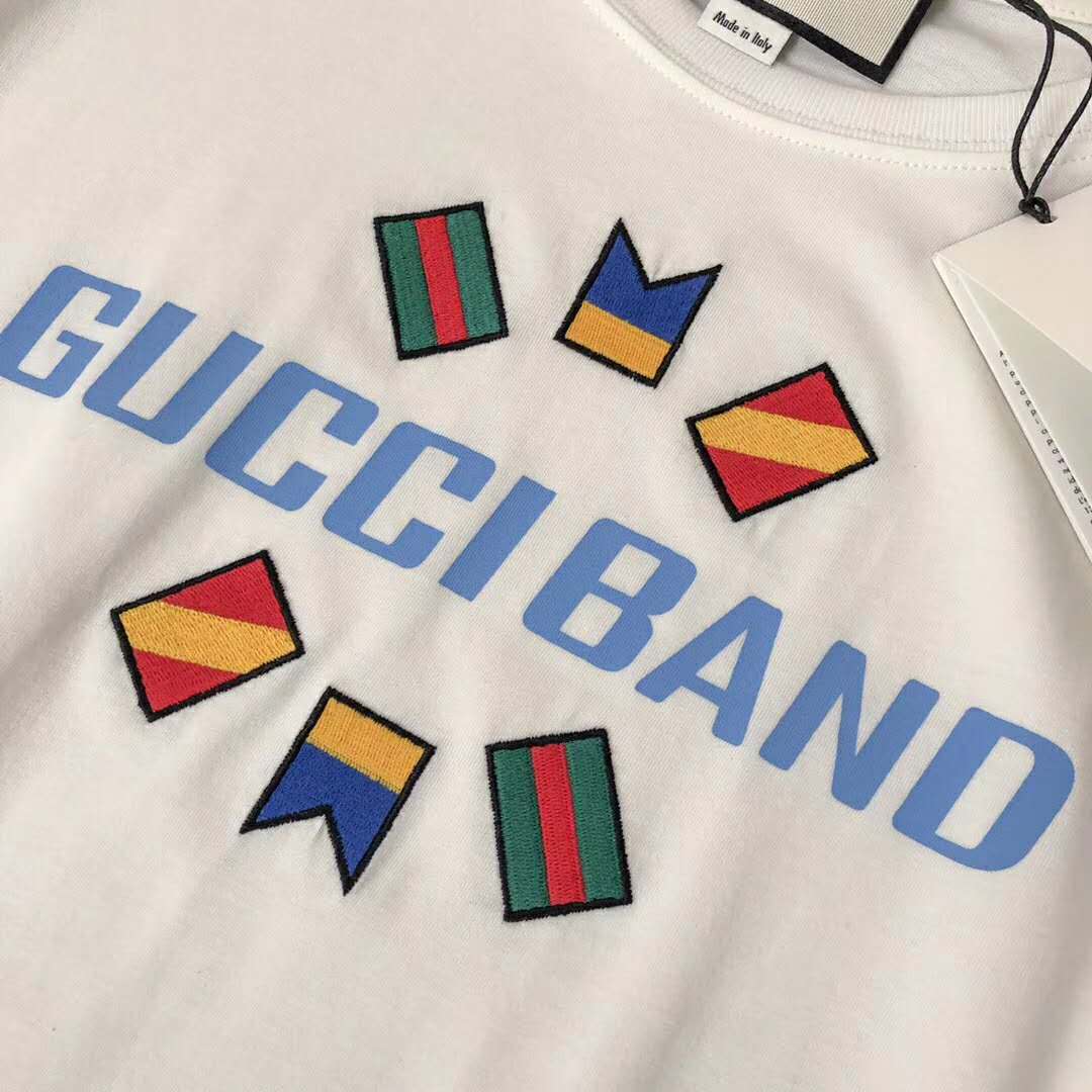 G*u*i women G*u*i band oversize print t-shirt in white cotton jersey