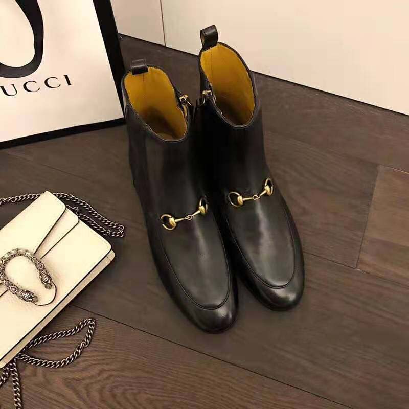 G*u*i women G*u*i jordaan leather ankle boot in black leather 1.3 cm heel