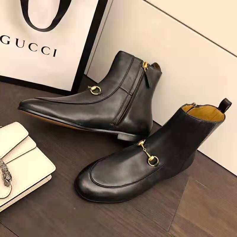 G*u*i women G*u*i jordaan leather ankle boot in black leather 1.3 cm heel