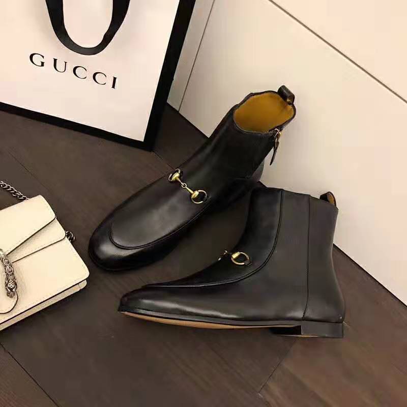 G*u*i women G*u*i jordaan leather ankle boot in black leather 1.3 cm heel