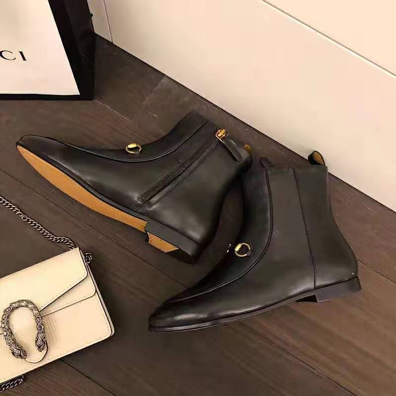 G*u*i women G*u*i jordaan leather ankle boot in black leather 1.3 cm heel