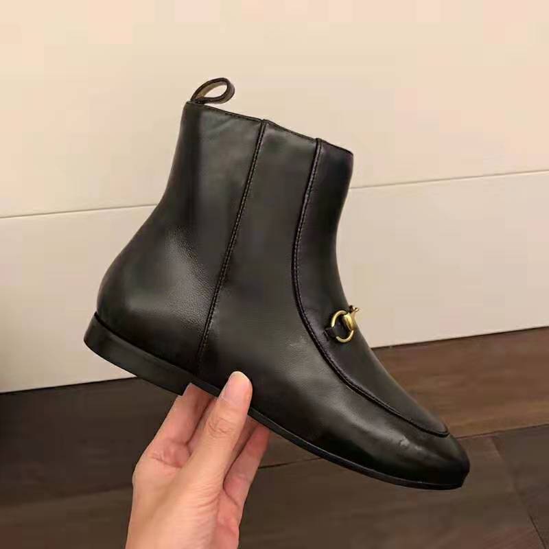 G*u*i women G*u*i jordaan leather ankle boot in black leather 1.3 cm heel