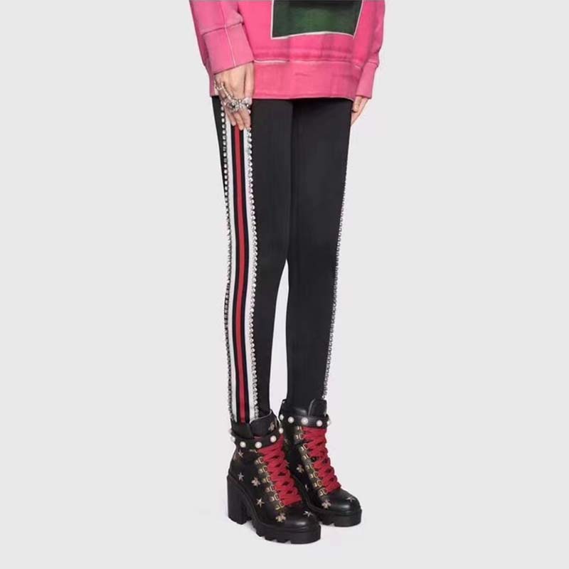 G*u*i women G*u*i leather embroidered ankle boot in black leather 8.9 cm-red