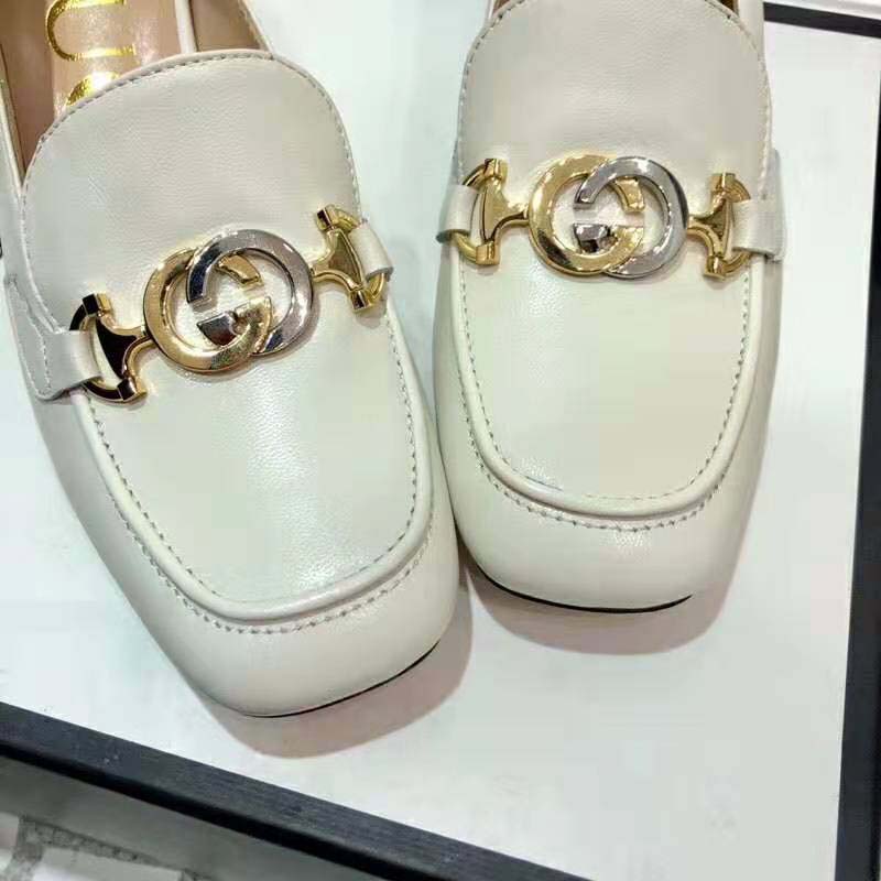 G*u*i women G*u*i zumi leather mid-heel loafer with interlocking g horsebit in 5.6 cm height-white