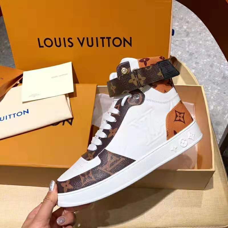 Louis Vuitton LV Unisex Boombox Sneaker Boot in Embossed Lamb Leather-Brown