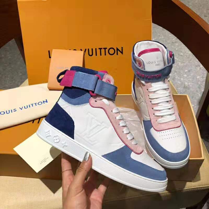 Louis Vuitton LV Unisex Boombox Sneaker Boot in Embossed Lamb Leather-Pink