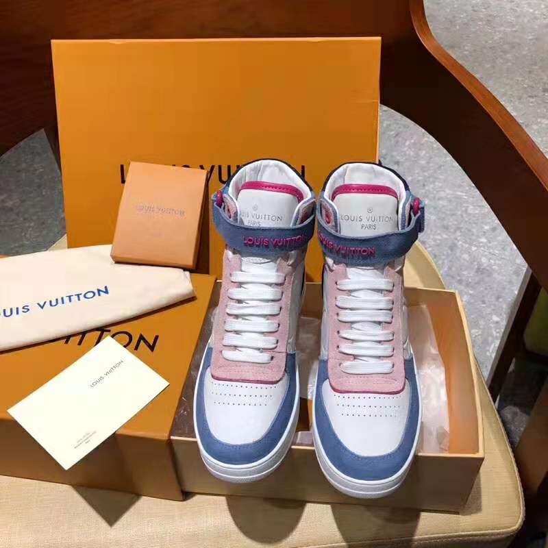 Louis Vuitton LV Unisex Boombox Sneaker Boot in Embossed Lamb Leather-Pink