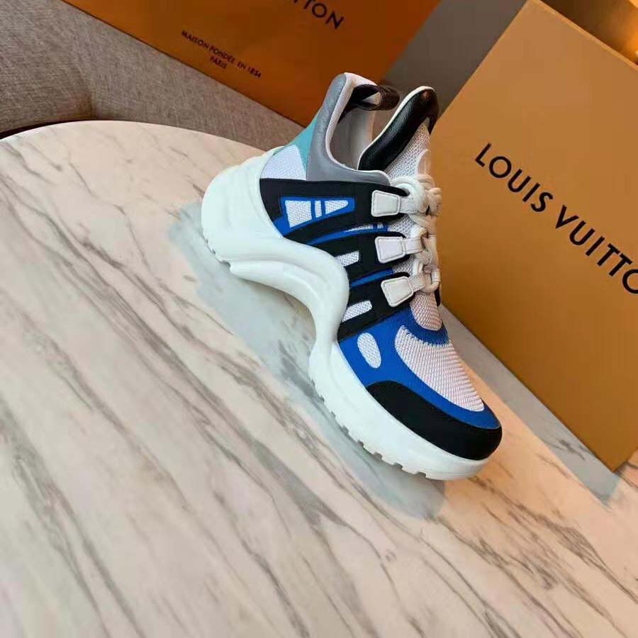 Louis Vuitton LV Unisex LV Archlight Sneaker in Calf Leather and Technical Fabric-Blue