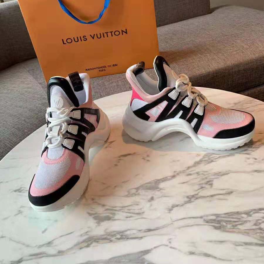 Louis Vuitton LV Unisex LV Archlight Sneaker in Calf Leather and Technical Fabric-Pink