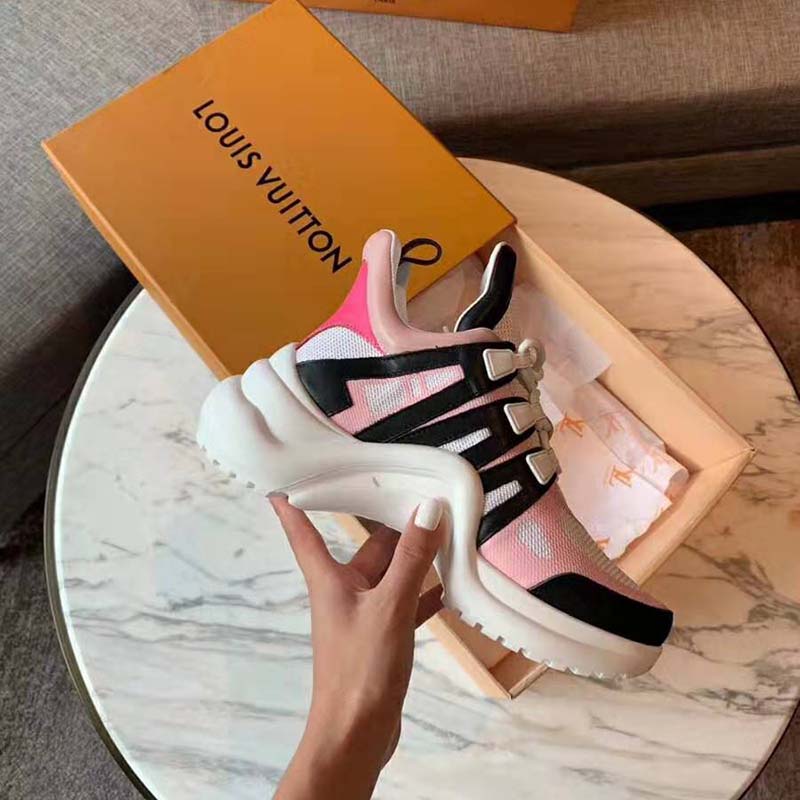Louis Vuitton LV Unisex LV Archlight Sneaker in Calf Leather and Technical Fabric-Pink