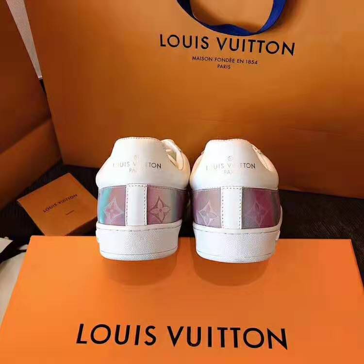 Louis Vuitton LV Unisex LV Luxembourg Sneaker in Iridescent Monogram Textile and Calf Leather-Rose