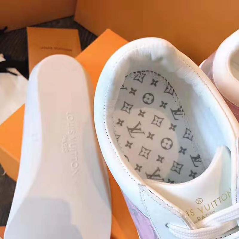 Louis Vuitton LV Unisex LV Luxembourg Sneaker in Iridescent Monogram Textile and Calf Leather-Rose