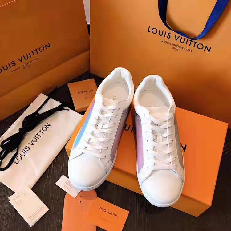 Louis Vuitton LV Unisex LV Luxembourg Sneaker in Iridescent Monogram Textile and Calf Leather-Rose