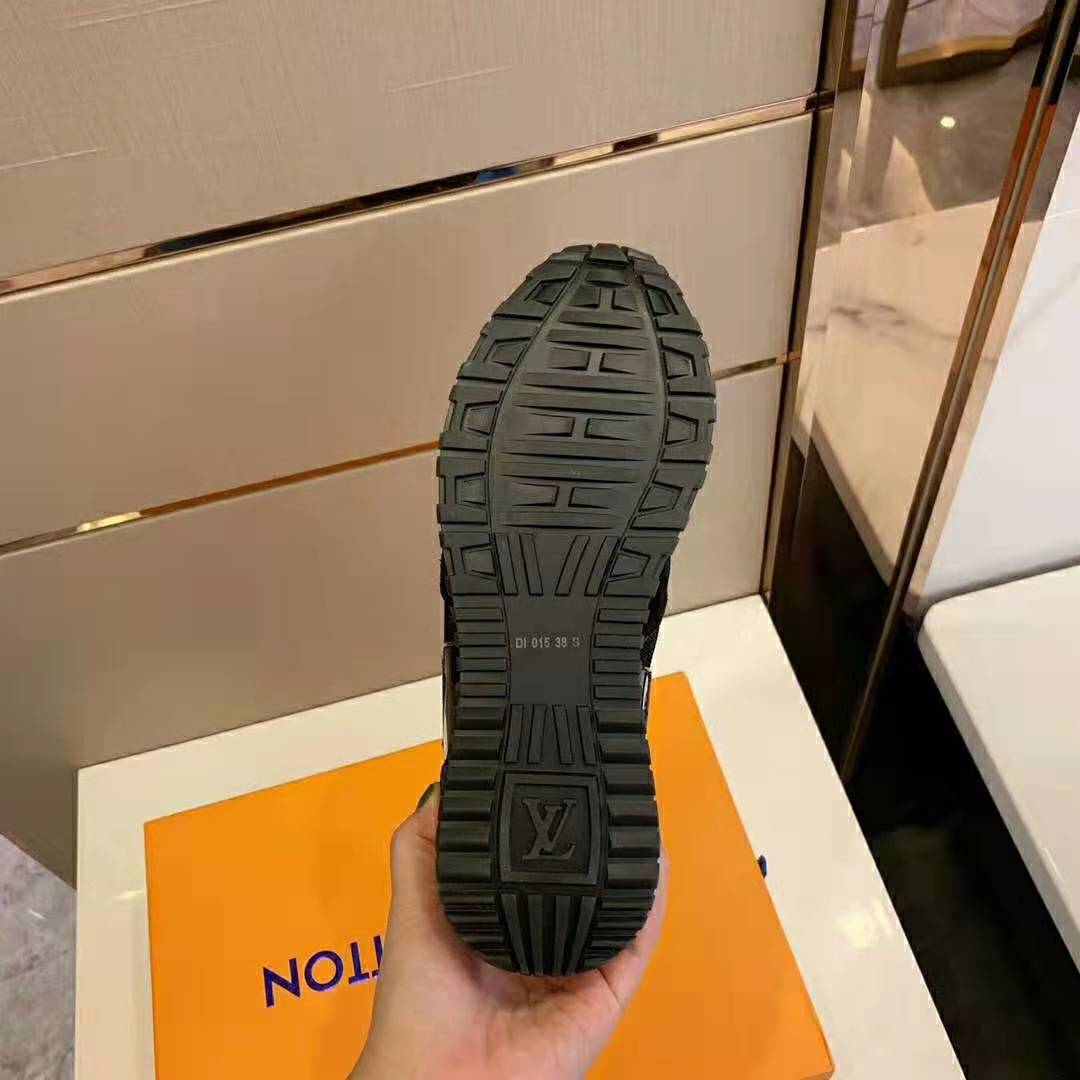 Louis Vuitton LV Unisex Run Away Sneaker in Suede Calf Leather-Black