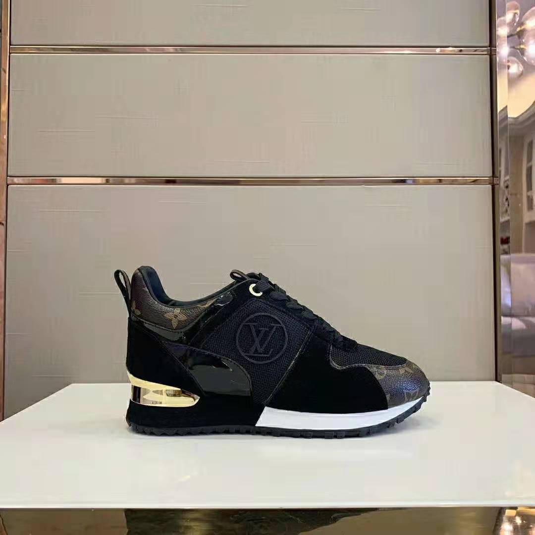 Louis Vuitton LV Unisex Run Away Sneaker in Suede Calf Leather-Black